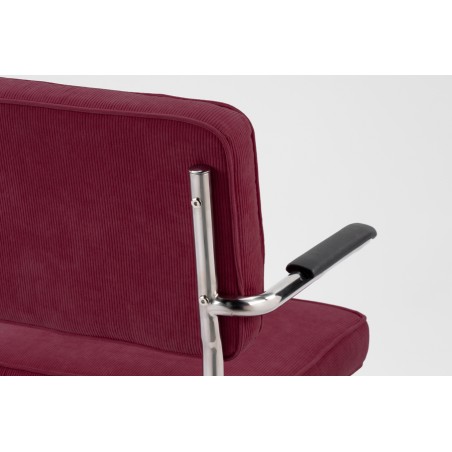 Bruut Ridge Rib stoel met arm Bordeaux geborsteld RVS (mat)